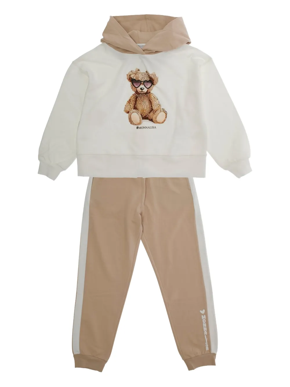 

Спортивный костюм с принтом и полосками Monnalisa, бежевый