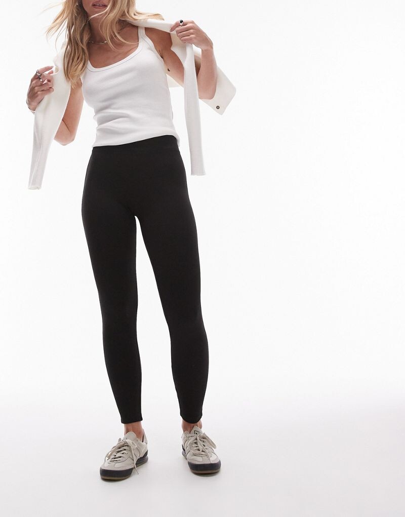 

Черные тяжелые леггинсы полной длины Topshop