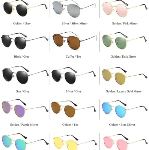 

Классические женские круглые солнцезащитные очки 2027 года, розовые, с зеркальным покрытием, в стиле ретро, ​​мужские очки с зеркальным покрытием MTZJH, Gun Grey