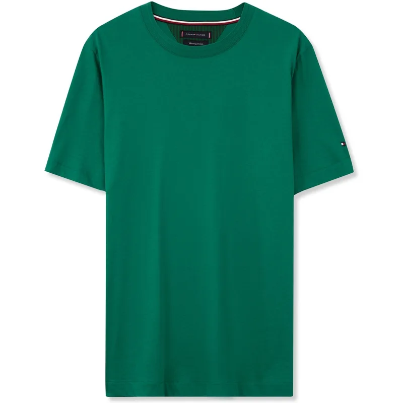 Футболка мужская с круглым вырезом умеренного прямого кроя Tommy Hilfiger, Dark Green L4F