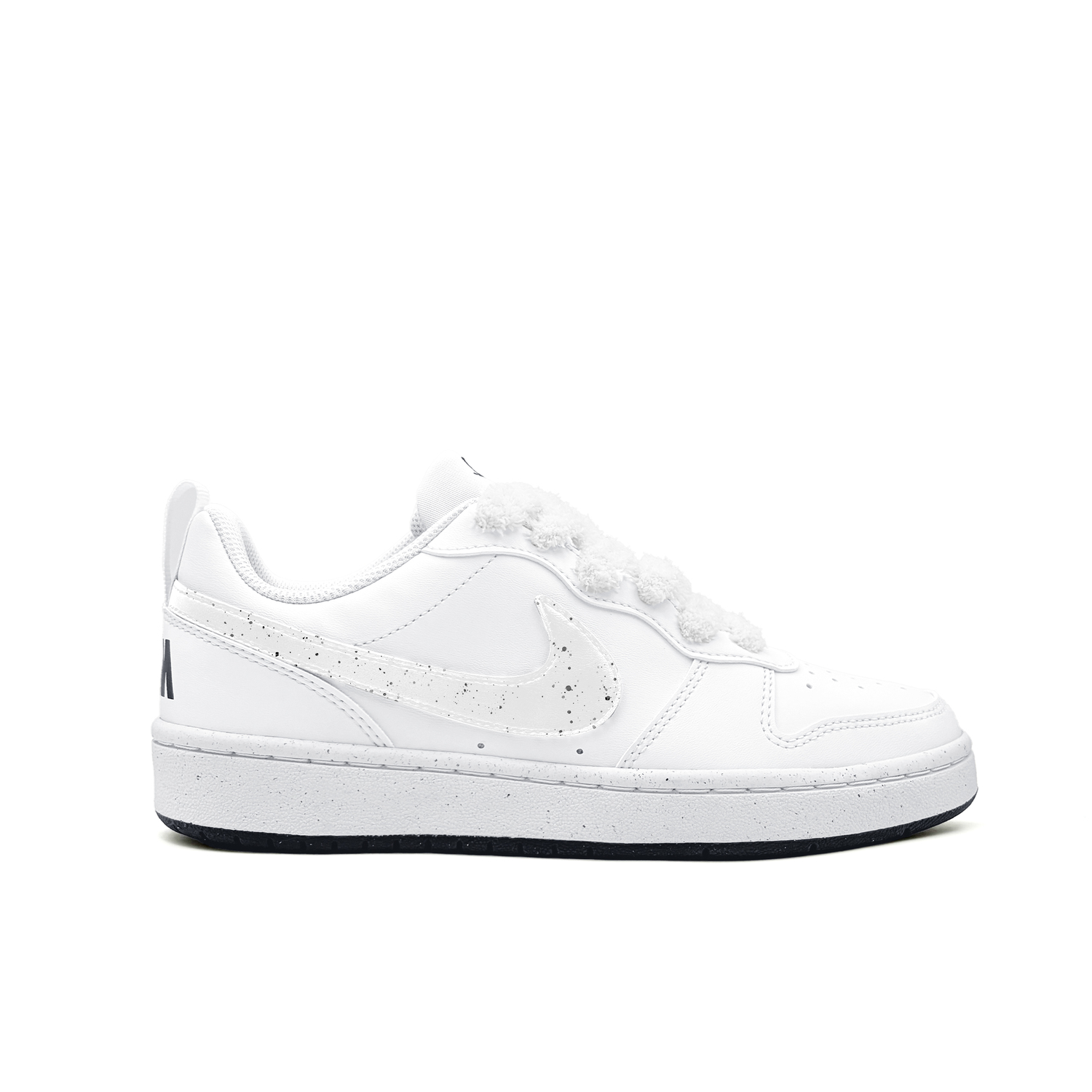 Nike Court Borough White Fleece Coal Baby Synthetic Leather Abrasion Resistant Low top Skateboard Shoes Black White — фото 3