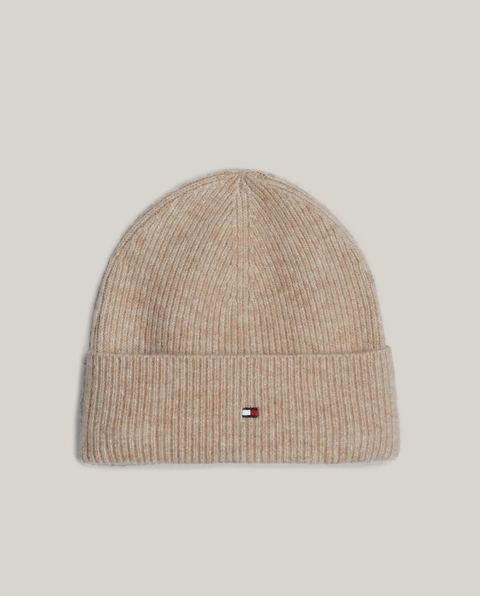 

Шерстяная шапка с логотипом TH Tommy Hilfiger, бежевый