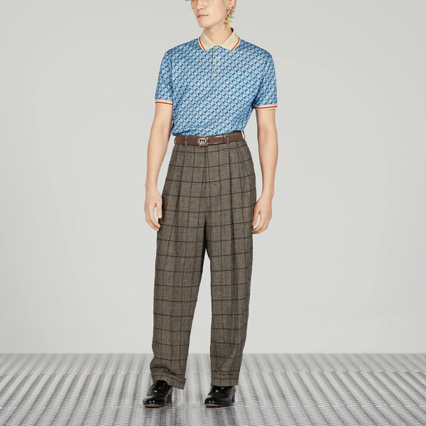 Рубашка поло Gucci Geometric G Cotton Piquet Polo Shirt, голубой — фото 2