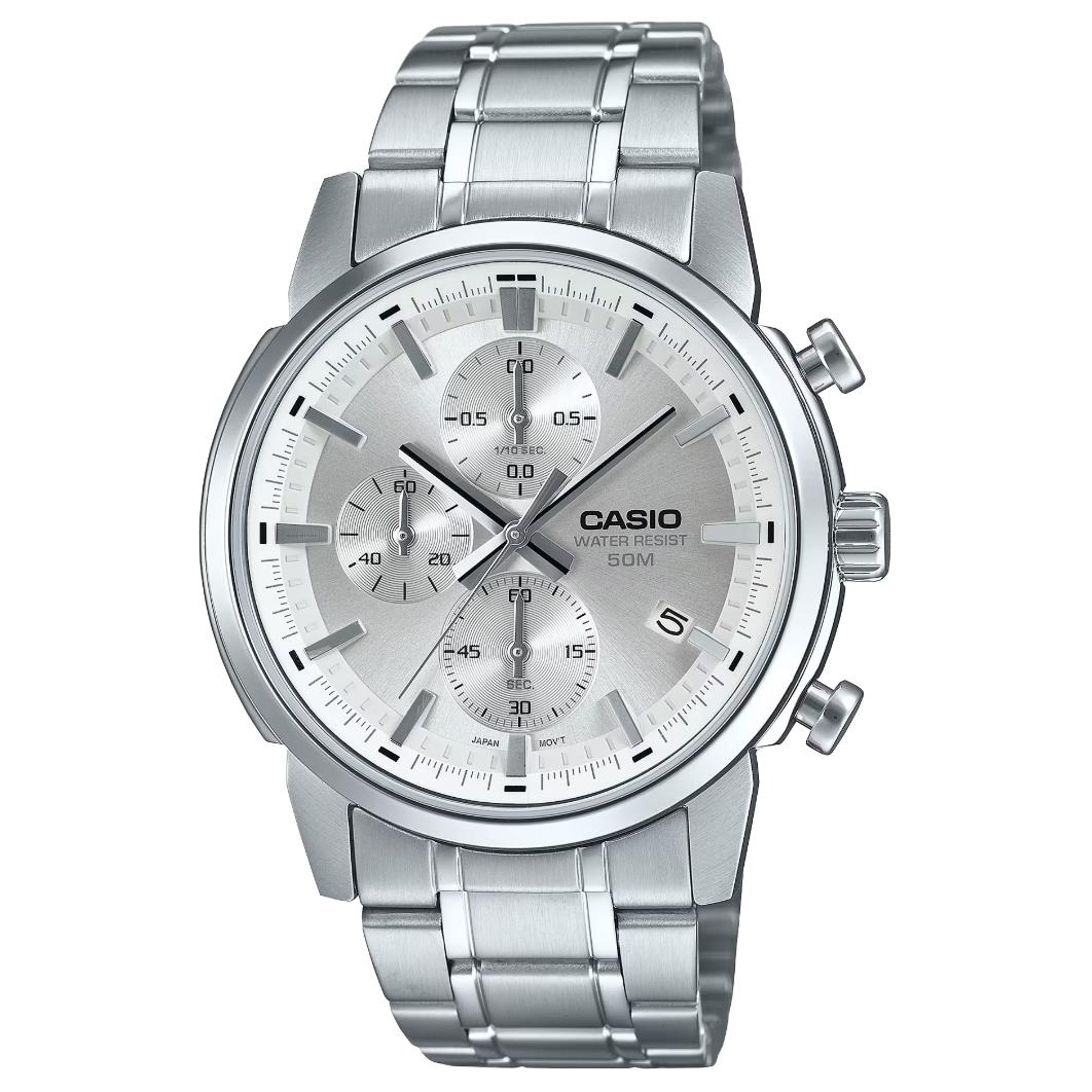 

CASIO Мужские часы с кварцевым механизмом на стальном ремешке и серебристым циферблатом