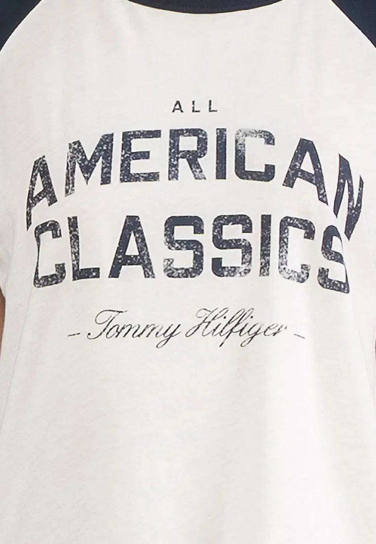 Футболка, реглан с контрастным воротником, Varsity Tommy Hilfiger, темно-синий — фото 3