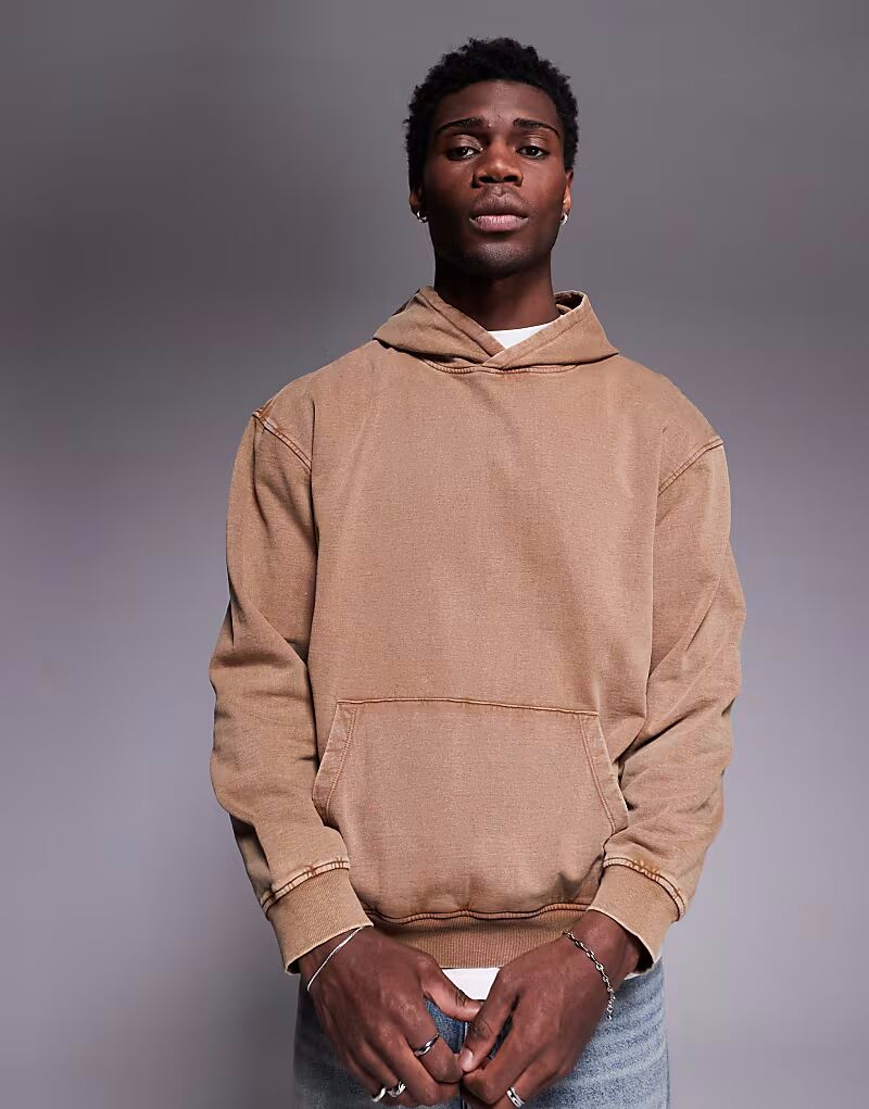 

Свободная толстовка с капюшоном цвета выбеленного коричневого цвета Asos Design