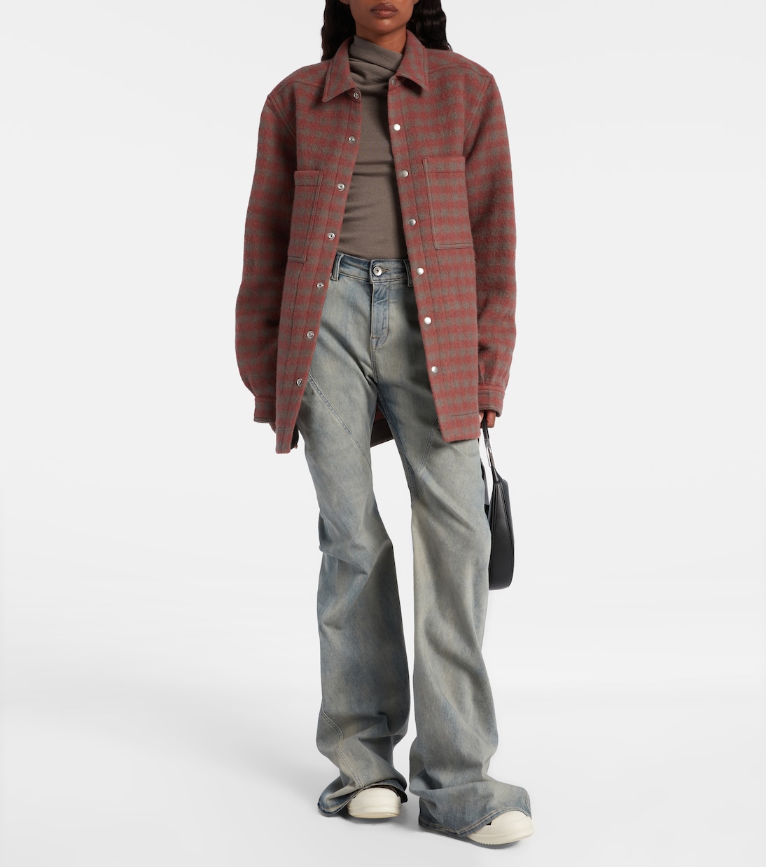 Клетчатая верхняя рубашка из натуральной шерсти Rick Owens, Rosewood Plaid — фото 2