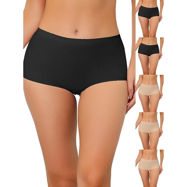 

6 пар женских трусов-шорт без швов с пояском средней высоты Inspire Chic, Black Beige