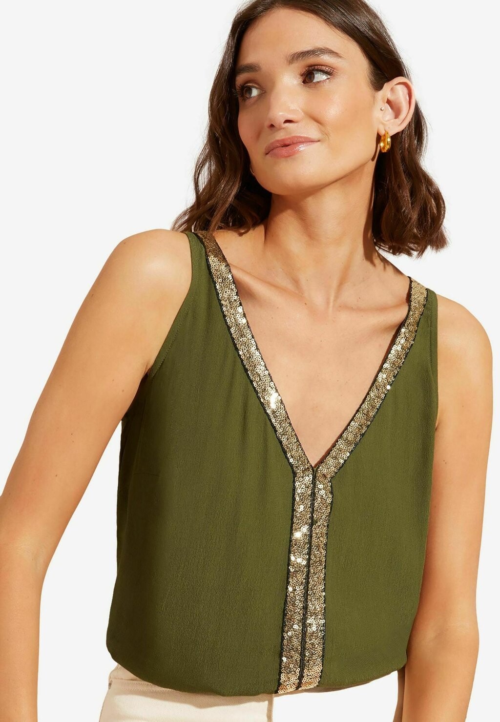 

Блуза SEQUIN V NECK REGULAR FIT Love & Roses, зеленый