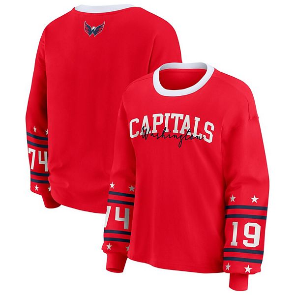 

Женская красная футболка с длинным рукавом washington capitals Wear By Erin Andrews
