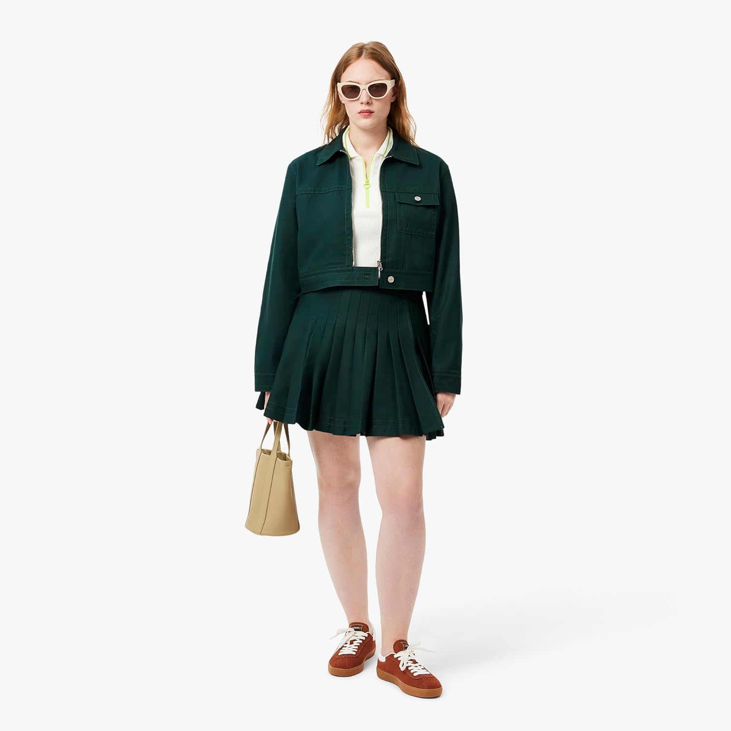 Юбка Lacoste плиссированная твил, Forest Green — фото 4