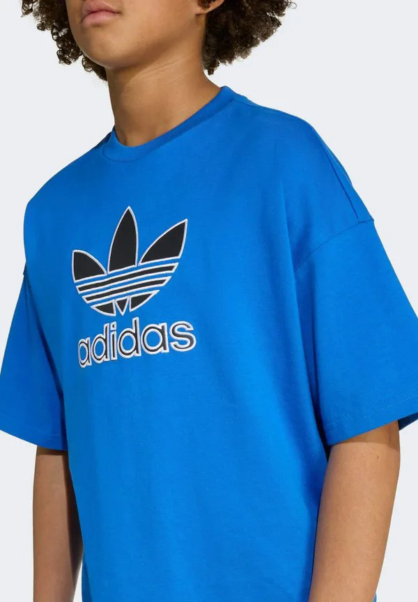 Футболка оверсайз с принтом в виде трилистника Adidas Originals, Blue — фото 3