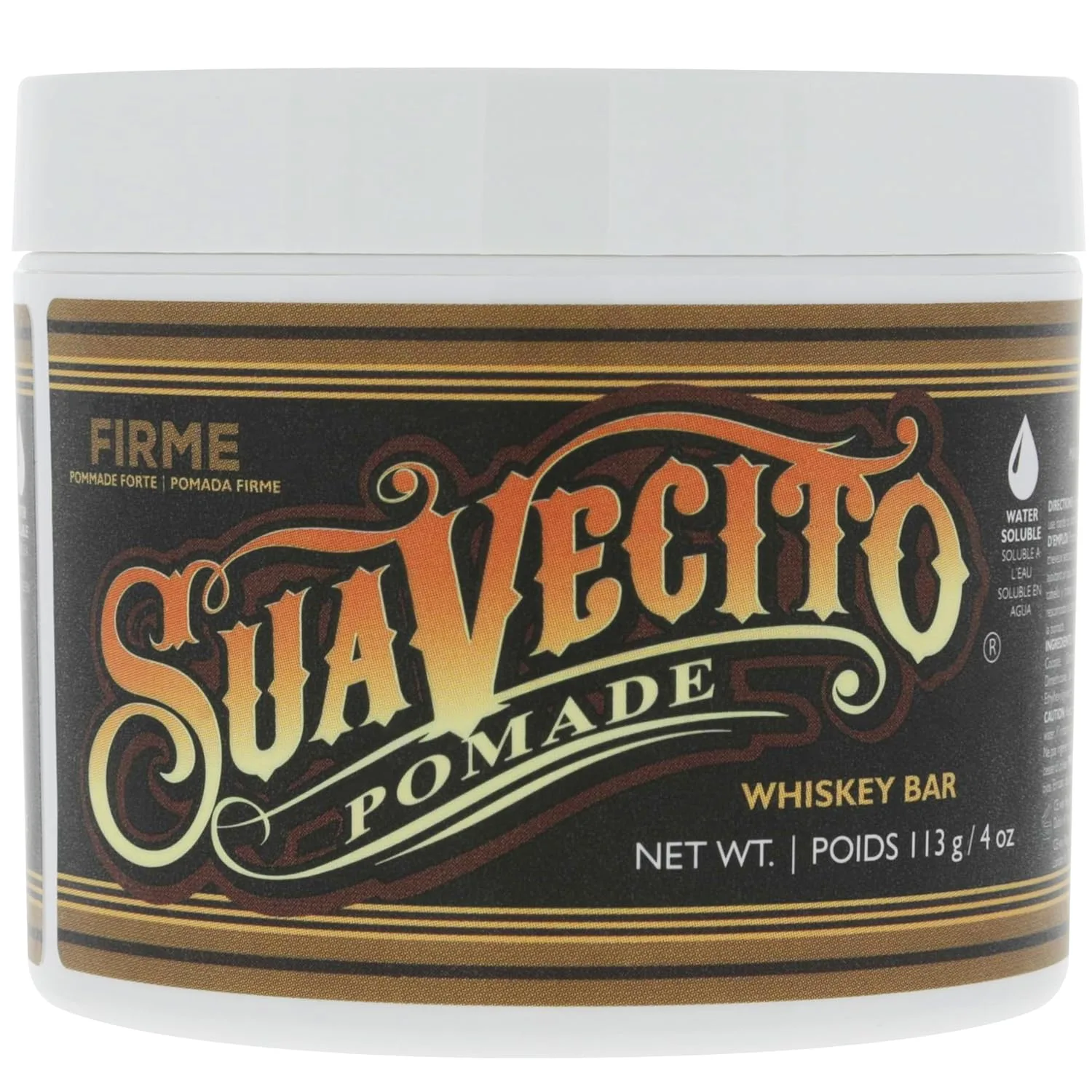 Suavecito Pomade Firme (Strong) Hold аромат виски 113 г - мужская помада, средний блеск, на водной основе, без хлопьев, легко смывается, стойкость на весь день 113.40 г (1 шт.)