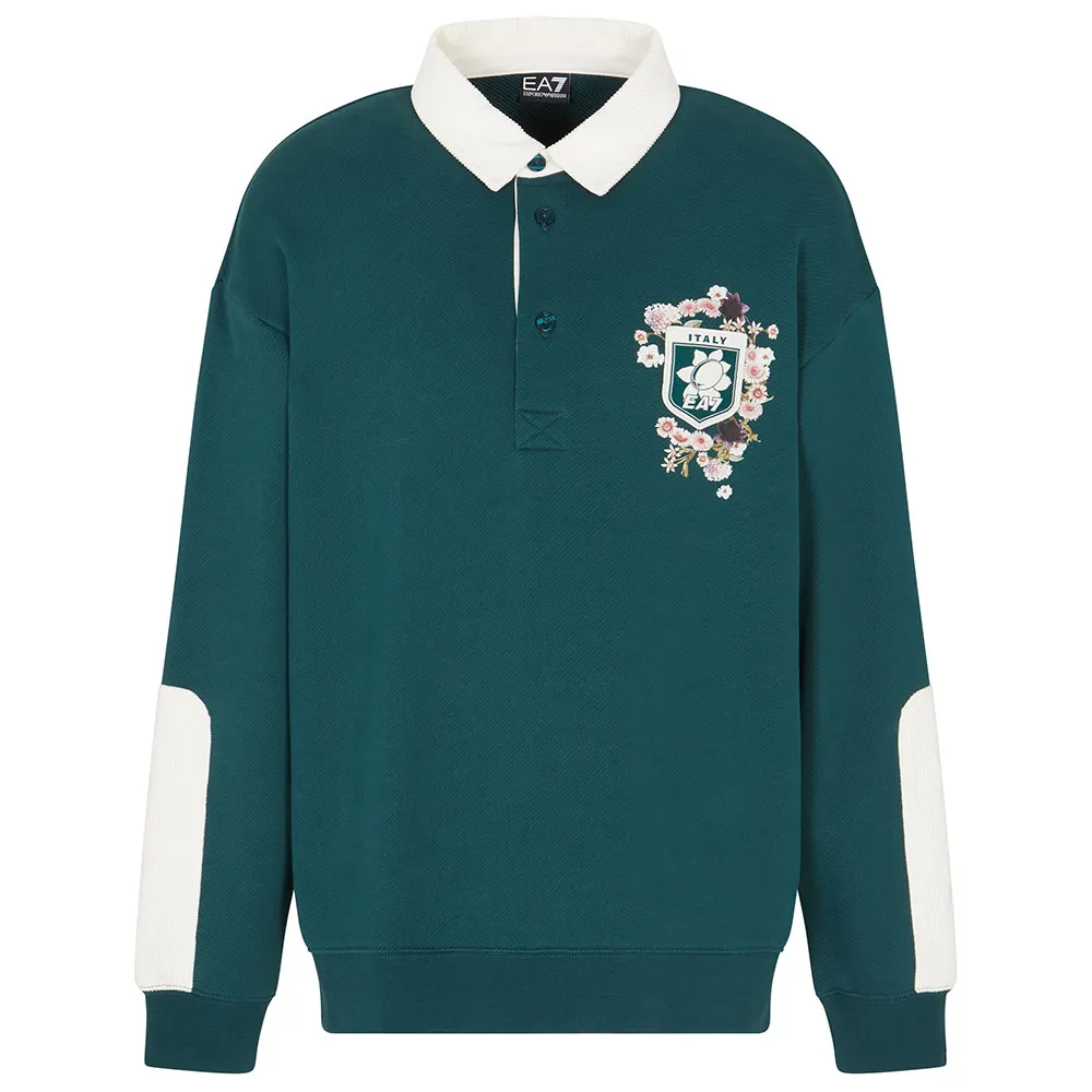 

Поло с длинным рукавом EA7 EMPORIO ARMANI Train Club House Buttoned Rugby, зеленый