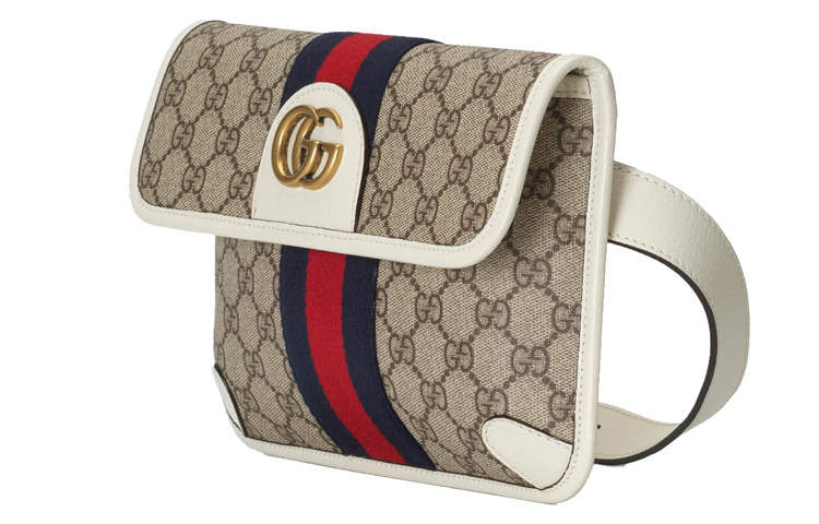 GUCCI Канвасовая наплечная сумка Ophidia с кожаными вставками поясная сумка через плечо мужская черно-белая — фото 2