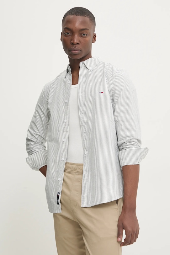

Хлопковая рубашка Tommy Jeans, серый