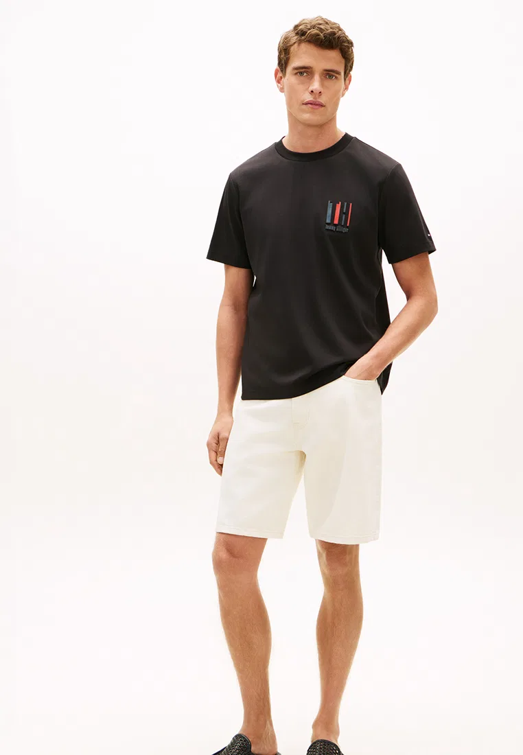Футболка с тиснением, двойной трикотаж, Icon, TH Mainline Tommy Hilfiger, черный — фото 4