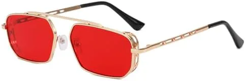 

Винтажные красные прямоугольные солнцезащитные очки для женщин, розовые маленькие металлические мужские солнцезащитные очки, солнцезащитные очки UV400 MTZJH, C2