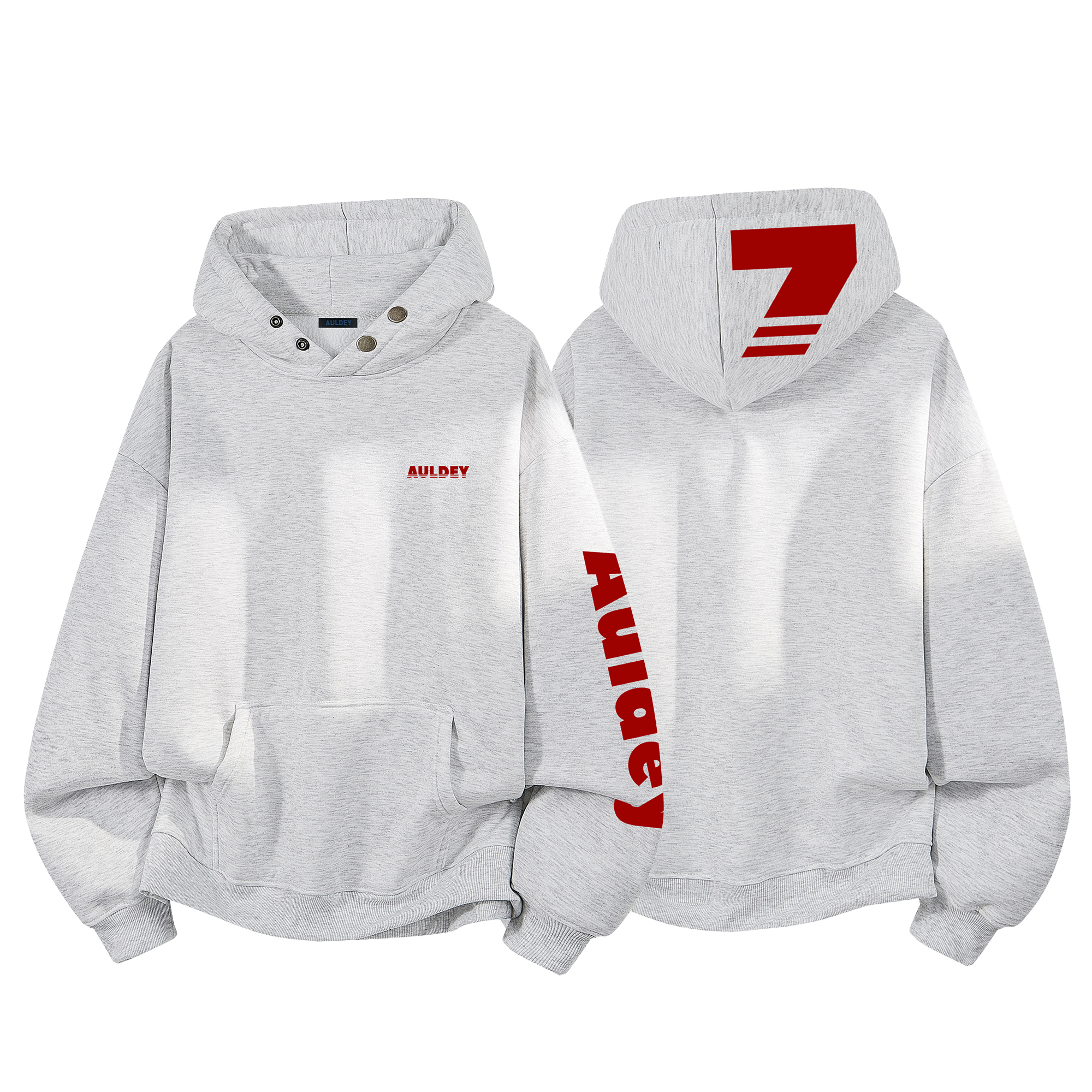 

Толстовка Unisex Hooded Moderate Regular AULDEY, heather серый красный[heavyweight thickened and fleece-lined]