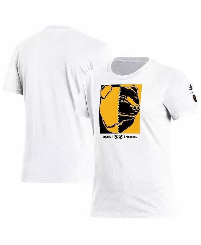 

Женская белая футболка Boston Bruins Reverse Retro 2.0 Playmaker Adidas