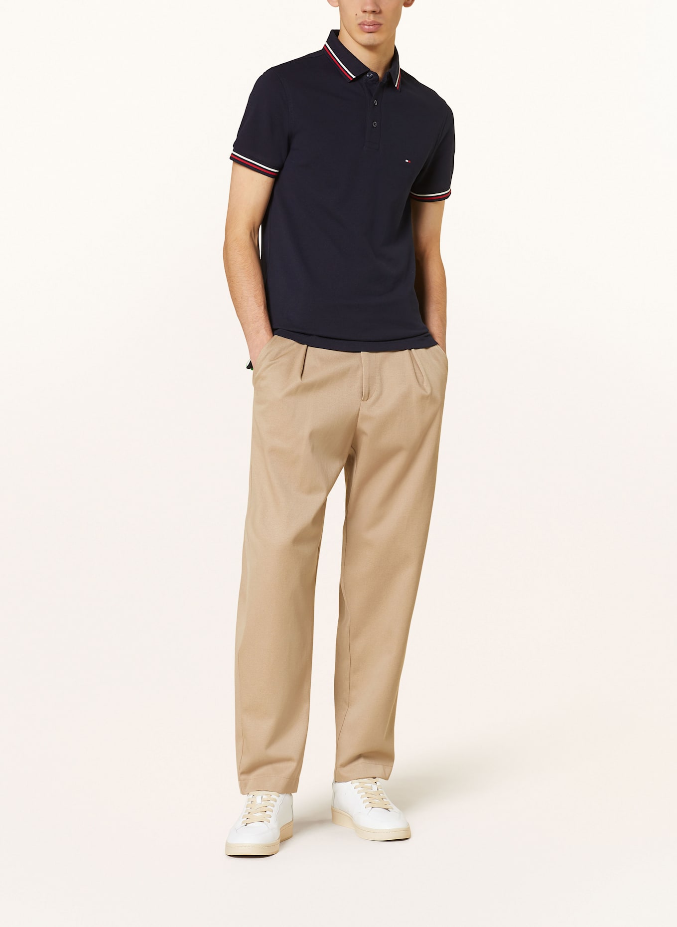 Рубашка-Поло из пике, облегающая, с кантом Tommy Hilfiger, синий — фото 2