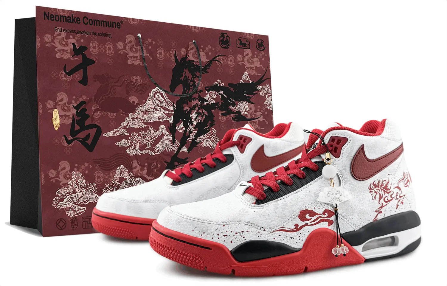 

Nike Кроссовки баскетбольные Mid top Flight Legacy Slip Resistant Abrasion Resistant Vintage Unisex White Red