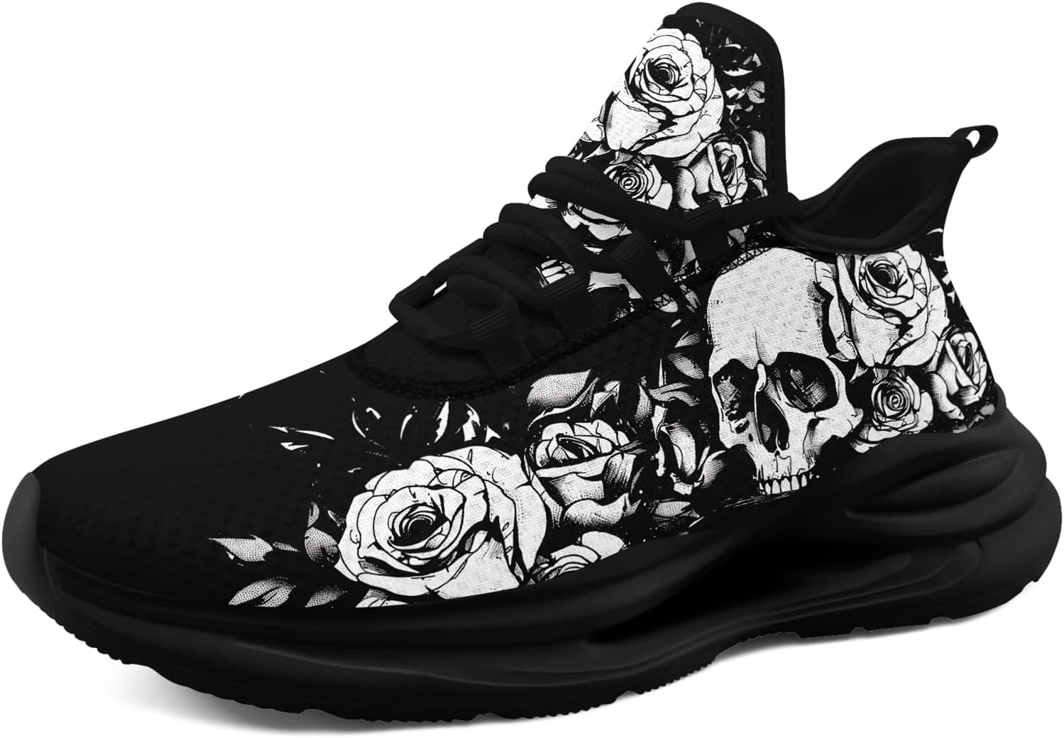 

Мужские беговые кроссовки AWSOLE в готическом стиле, с черепами, легкие, дышащие, модные кроссовки, повседневные спортивные для тренажерного зала и прогулок, белый/черный