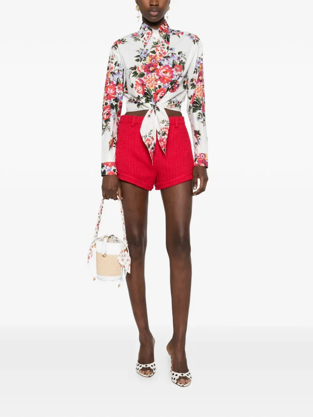 Рубашка с длинными рукавами и цветочным принтом DOLCE & GABBANA, белый — фото 2