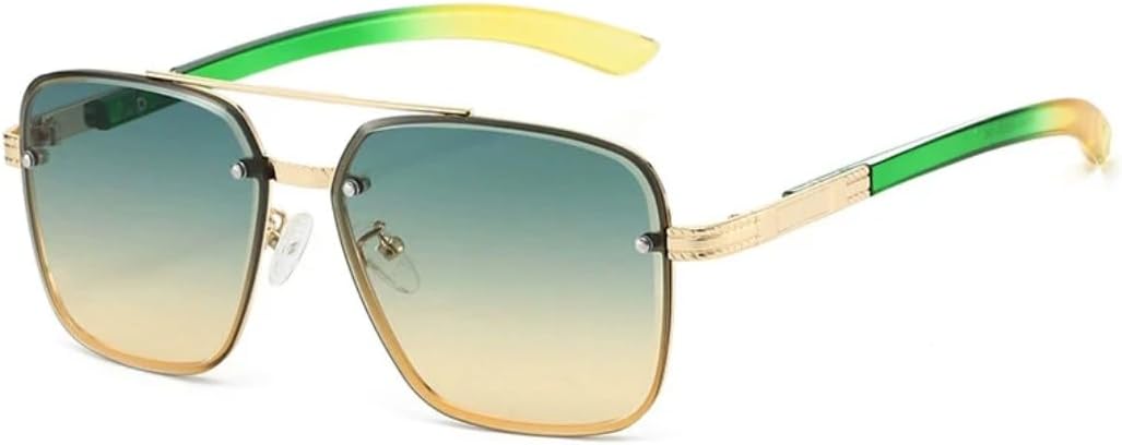 

Солнцезащитные очки с защитой UV400 | Металлическая большая оправа с градиентным цветом | Для женщин и мужчин | Для занятий спортом на открытом воздухе и путешествий DSVIGF, Golden Green