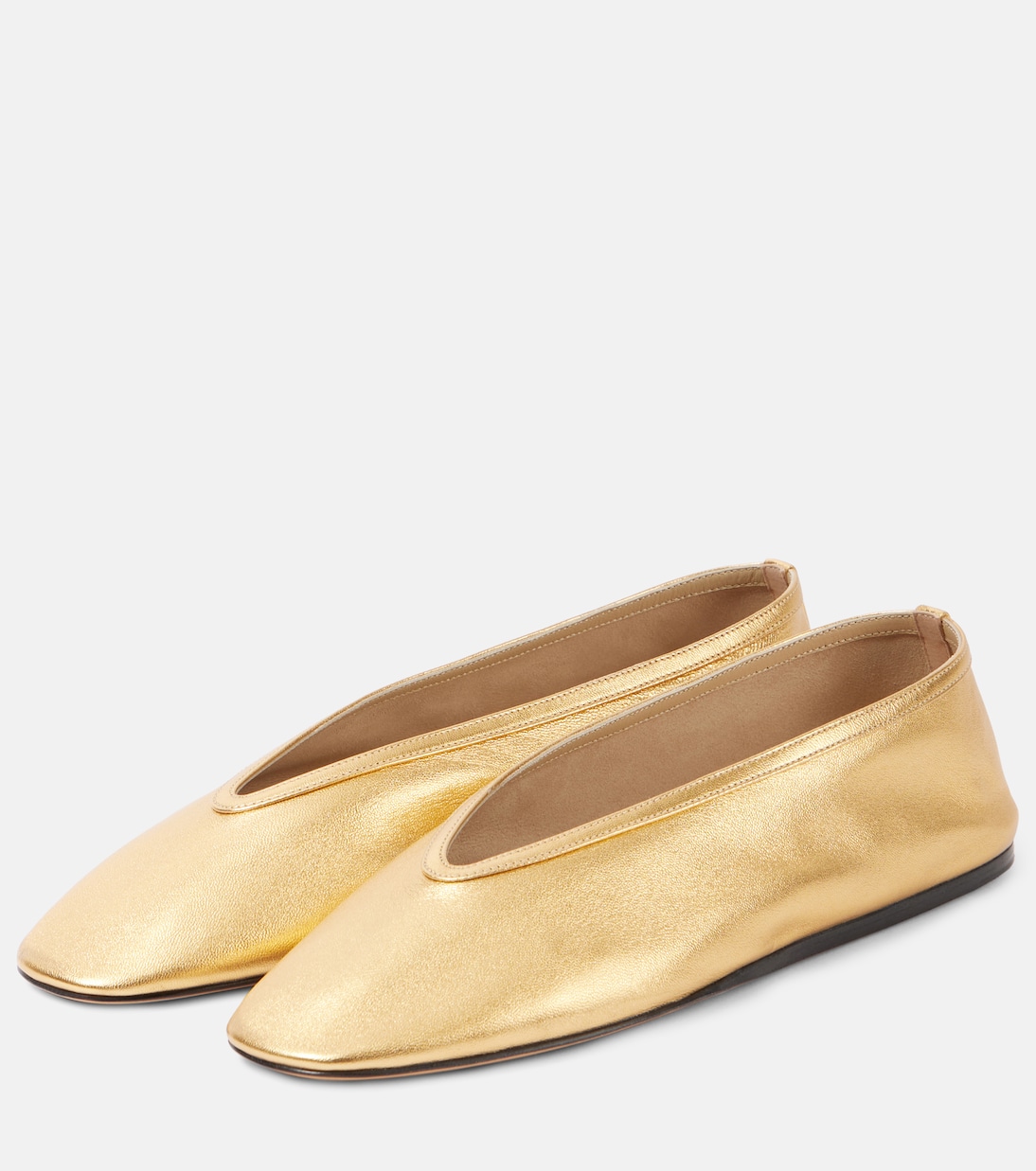 Балетки Luna из металлизированной кожи Le Monde Béryl, Yellow Gold — фото 2