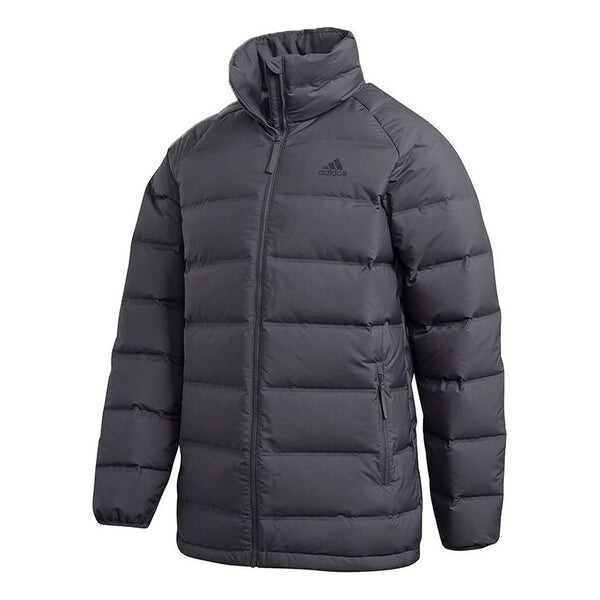 

Пуховик adidas Helionic Stand Collar Stay Warm Casual Sports Down Jacket Gray, серый