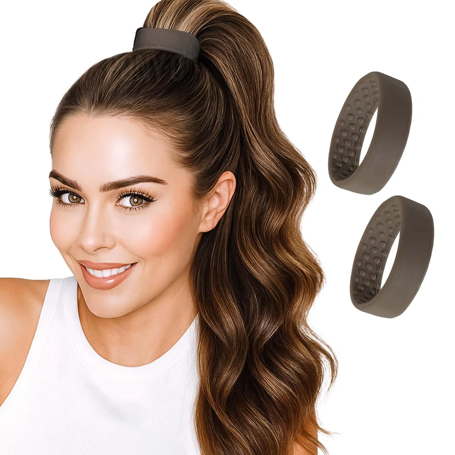 Две гибкие резинки для волос PONY-O Bendable Hair Scrunchies для тонких и нормальных волос (коричневые) Pony-O, Brown