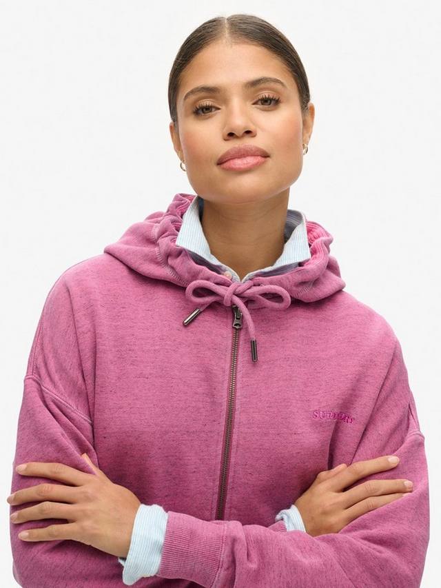Толстовка на молнии с перекрашенным логотипом essential Superdry, цвет Shocking Pink — фото 4