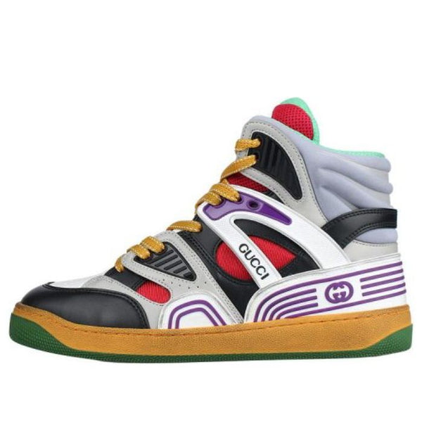 Кроссовки basket high 'black white purple' Gucci, черный