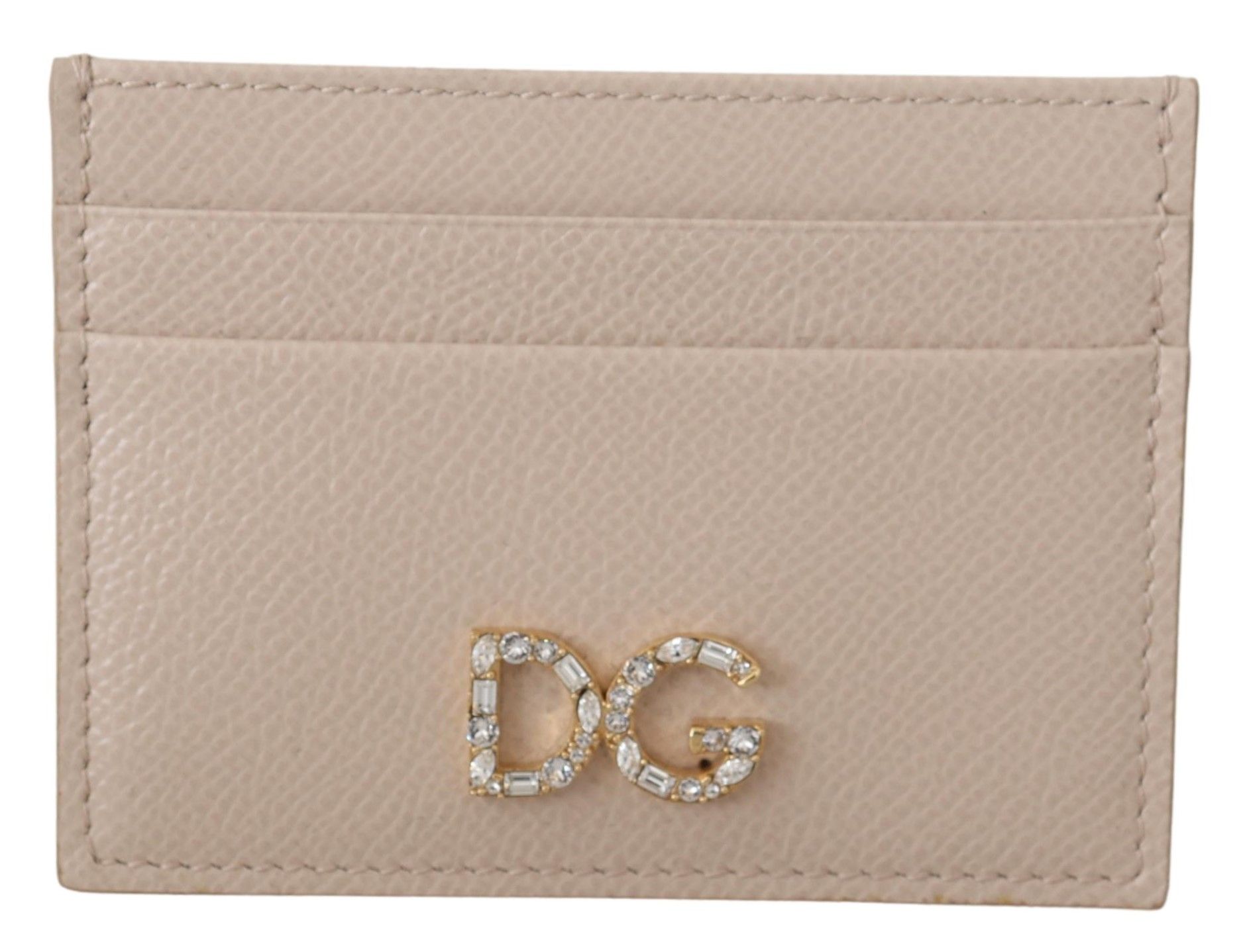 

Шикарный бежевый кожаный держатель карт с логотипом Jewel Dolce & Gabbana