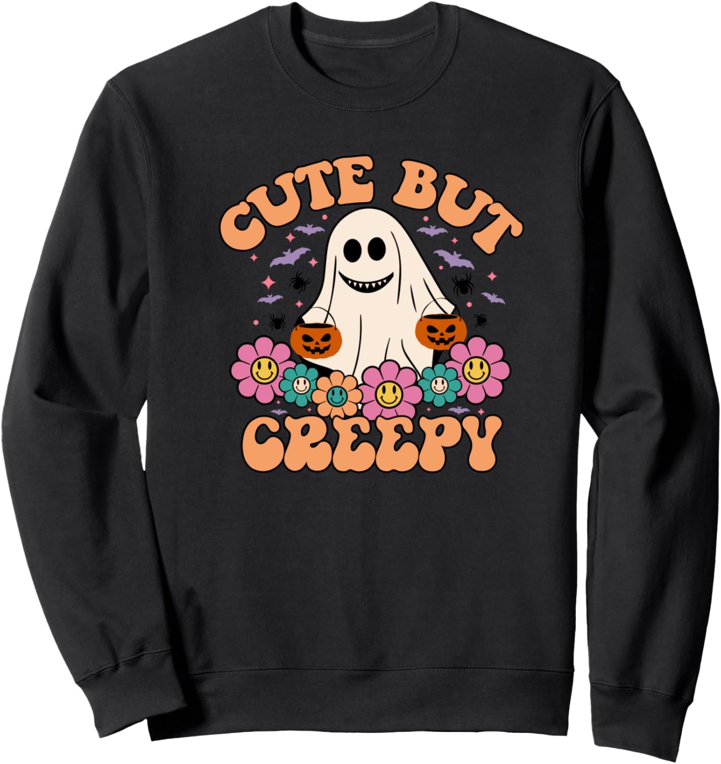 

Милая и жутковатая толстовка в стиле ретро с изображением призраков для жуткого сезона Vintage 60S 70S Halloween Ghost Design, черный