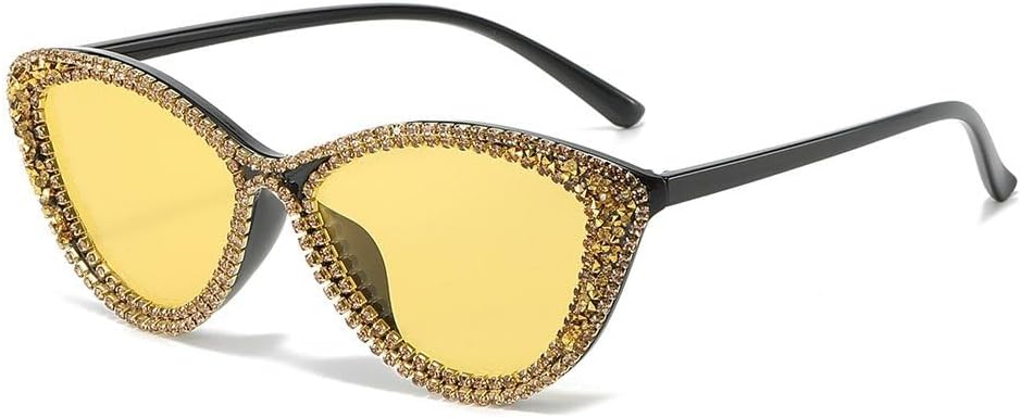 

Солнцезащитные очки «кошачий глаз» с бриллиантами, модные солнцезащитные очки для женщин, черные линзы, сексуальные женские винтажные очки для активного отдыха, защита от ультрафиолета UV400 WNCKSQ, Black Yellow