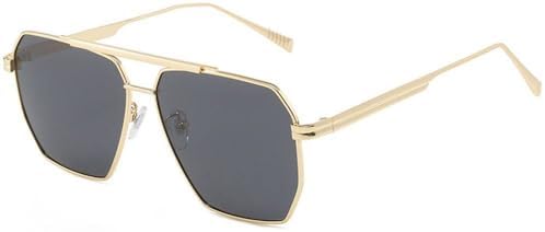 

Солнцезащитные очки 2027 года, летние, с защитой от УФ-излучения, для женщин и мужчин, модные металлические многоугольные солнцезащитные очки, классические модные очки MTZJH, Gold-black