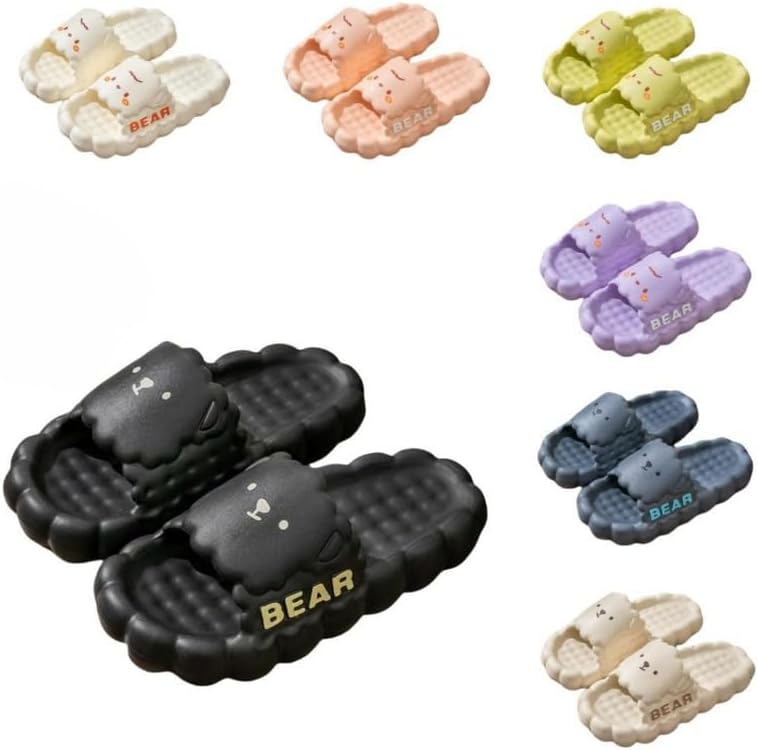

Женские тапочки ALBIVA с милым медвежонком, летние, мягкая подошва, нескользящие сандалии для дома и улицы, кавайные подарки для женщин и мужчин, черный