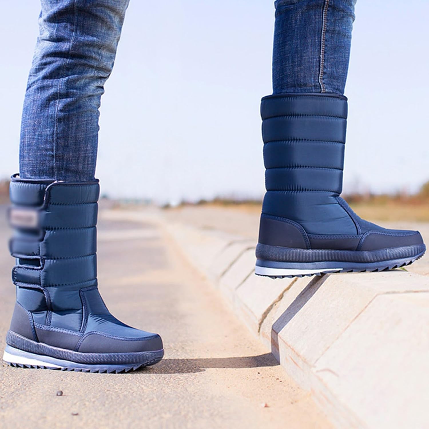 Женские зимние сапоги DHAEY, водонепроницаемые, противоскользящие, с теплой подкладкой из искусственного меха, черный — фото 2