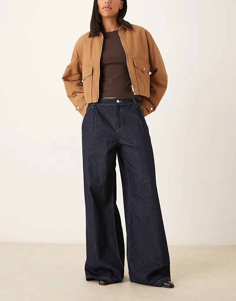 

Мешковатые джинсы Mango Ona из 100% хлопка со складками спереди цвета индиго