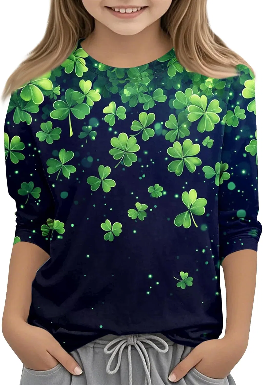 Футболка оверсайз с принтом St. Patrick's Day, 3/4 рукав, 3-light Green