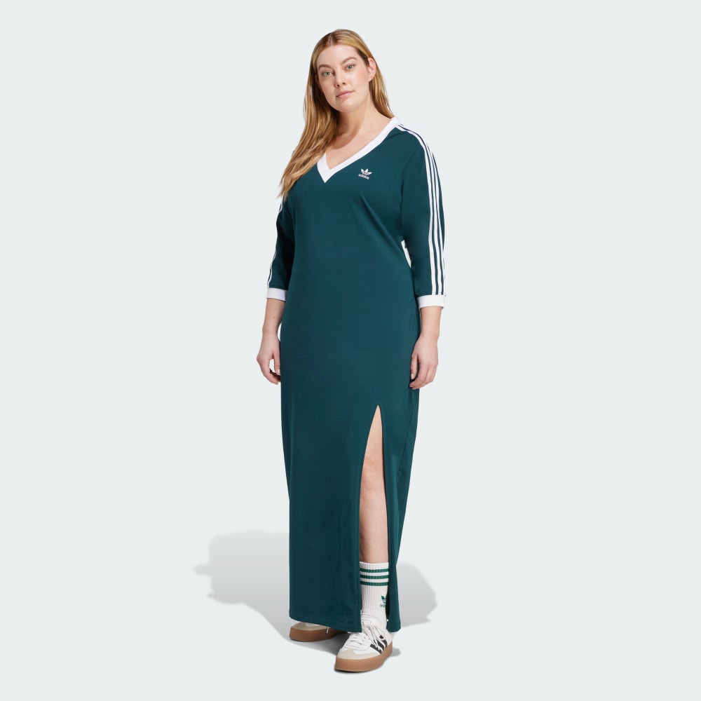 

Платье Adidas Adicolor Classics 3-Stripes V-Neck Maxi Dress (Plus Size), цвет Aurora Ivy/White