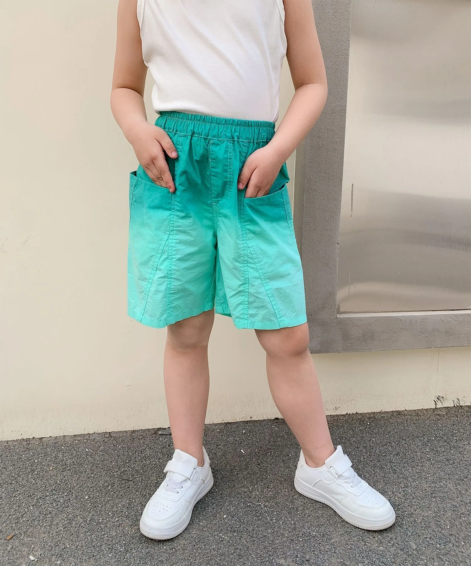 Детские широкие шорты с градиентным рисунком Aimoha Kids, green — фото 2