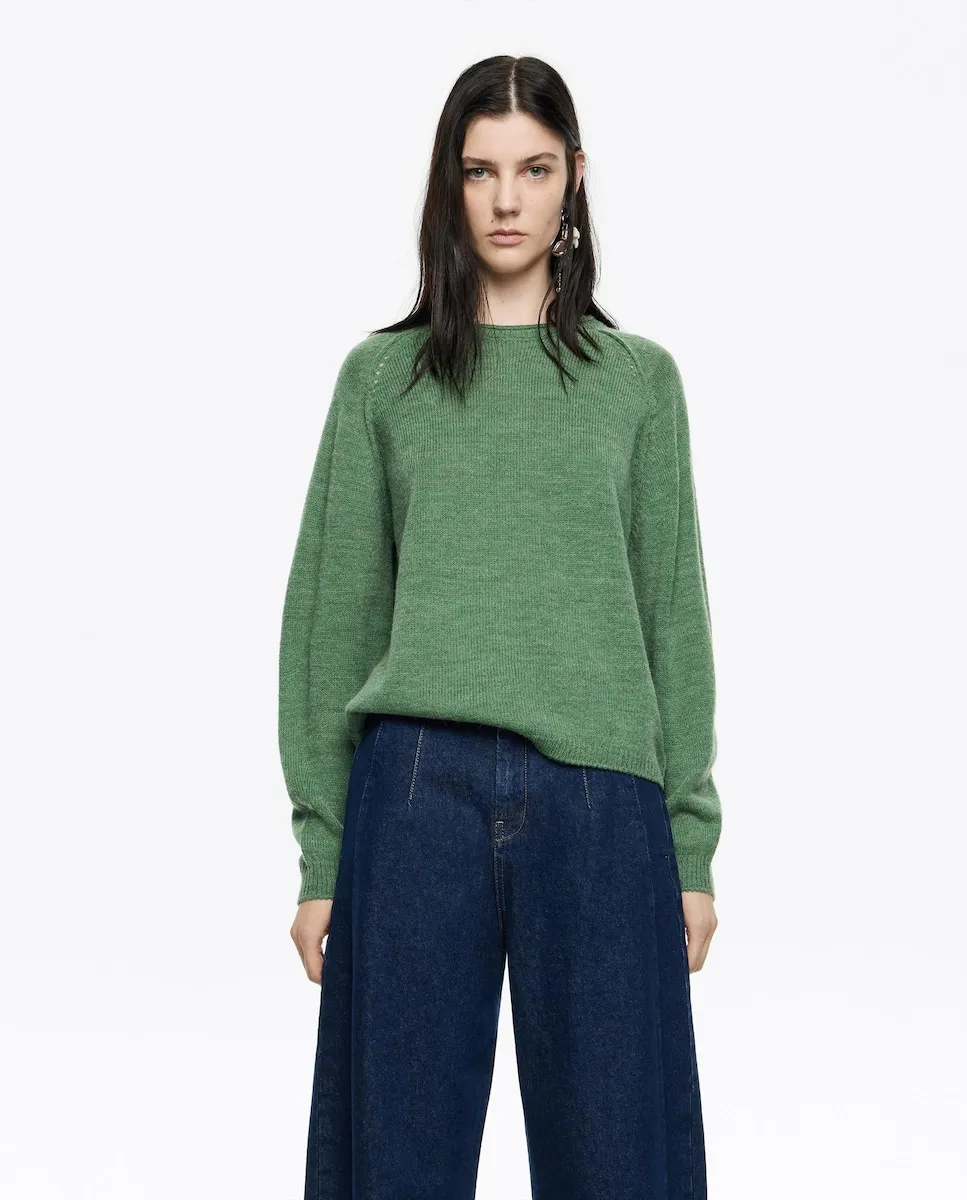 

Женский джемпер из хлопка с реглановыми рукавами Bimba y Lola, зеленый