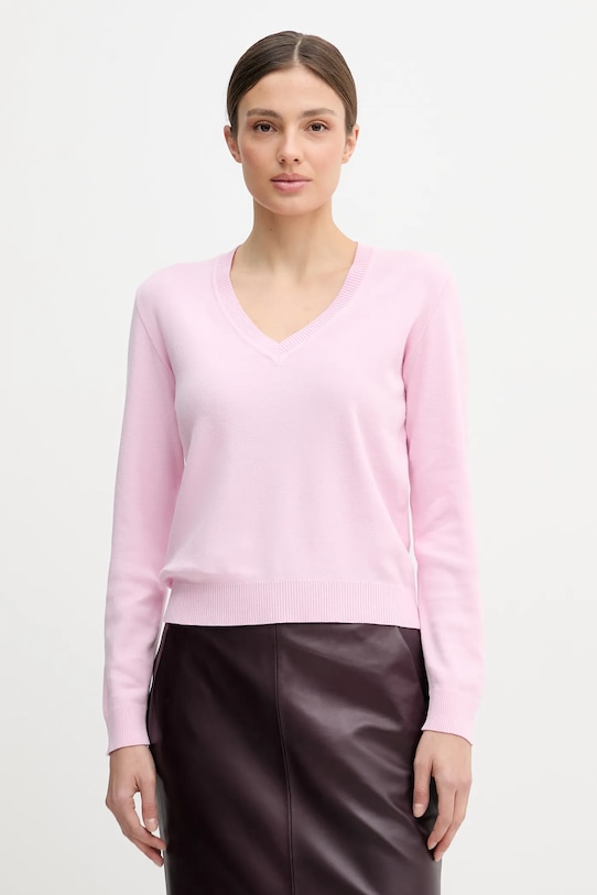 

Хлопковый свитер United Colors of Benetton, розовый