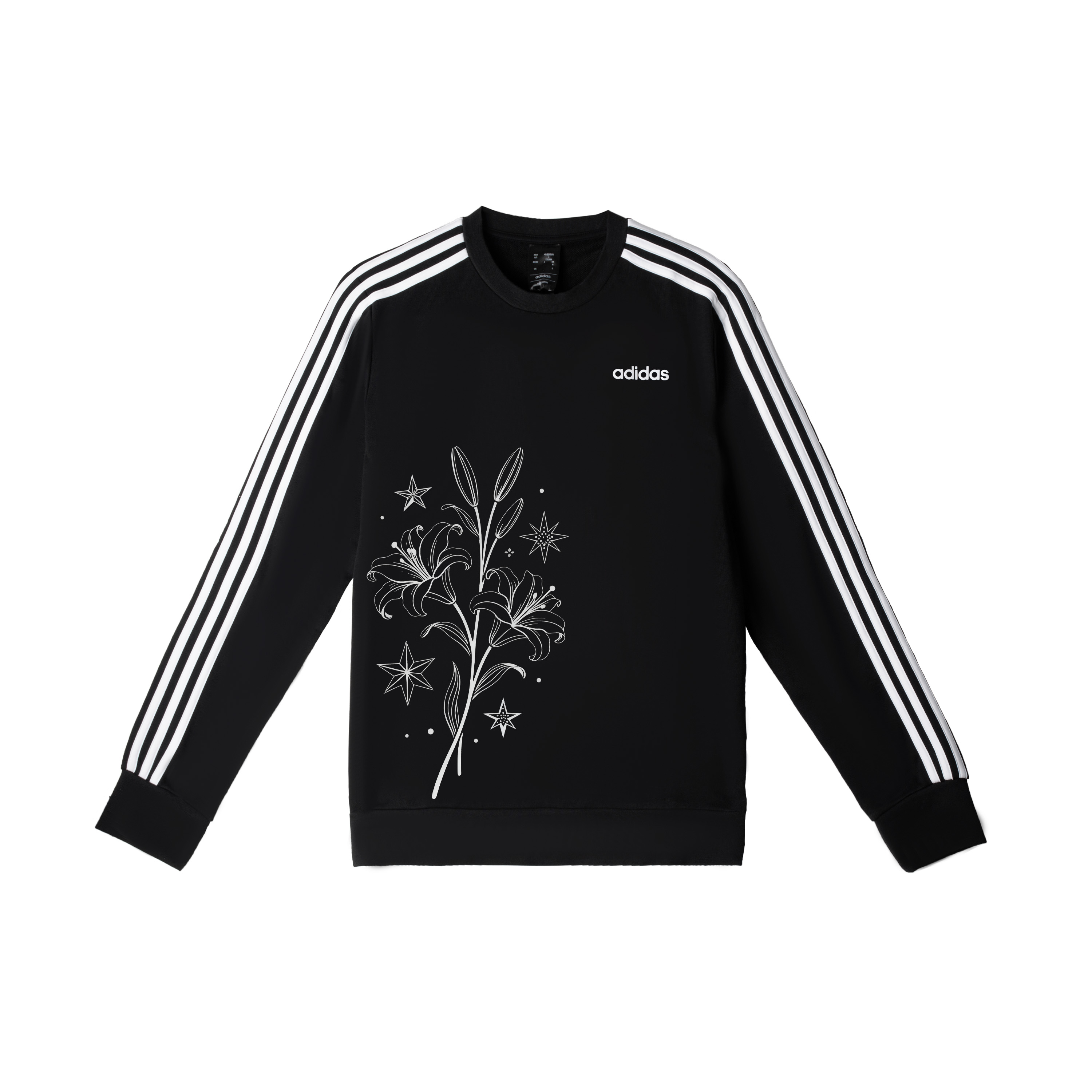 

Adidas Свитшот мужской черный с круглым вырезом, умеренно свободный, обычный крой