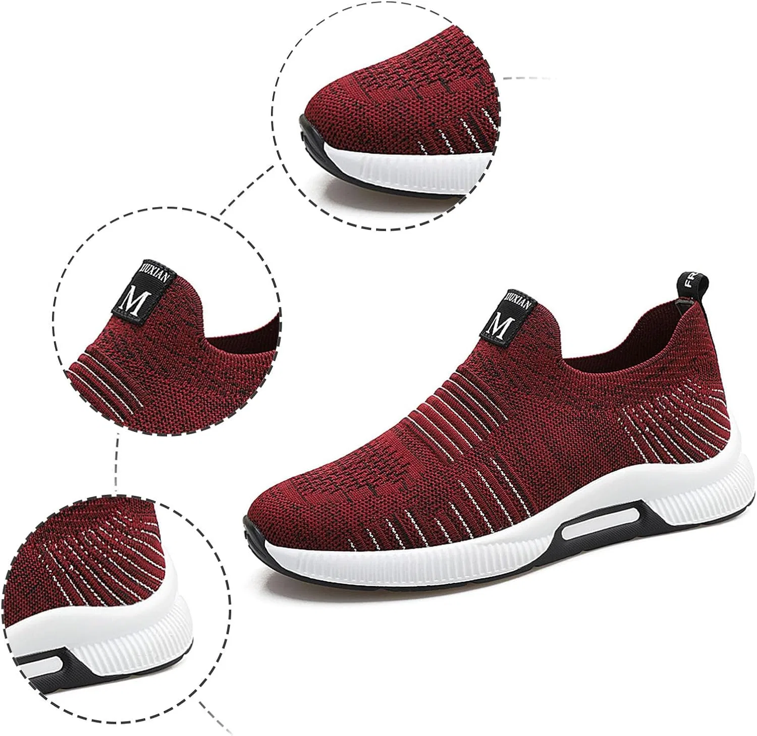 Кроссовки Herrenschuhe mit Erhöhung, lässige Mesh-Sneaker, leichte, atmungsaktive Sportschuhe zum Schnüren mit verstecktem Hebeabsatz für Männer, cm Generic, Rot — фото 4
