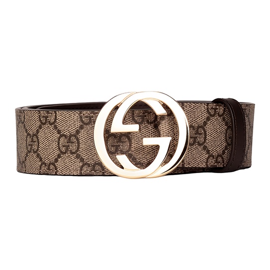 Женский кожаный ремень GG Supreme Gucci, коричневый