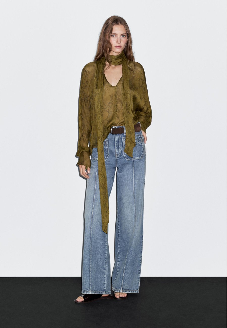 

Блуза Massimo Dutti FLOWING ANIMAL PRINT GARMENT, Green